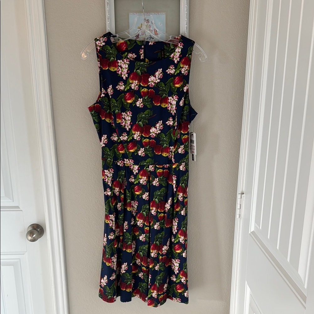 Peach Garden Bloom Print Sleeveless Midi Sundress for Wedding Guest